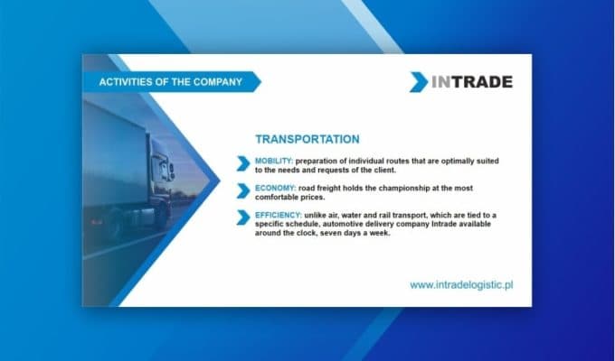 Разработка презентации для логистической компании INTRADE